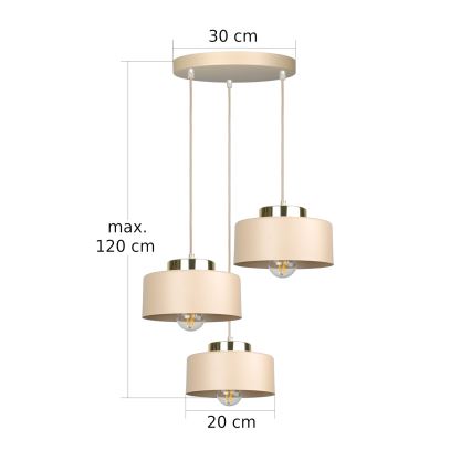 Viseči lestenec IGNIA 3xE27/60W/230V taupe