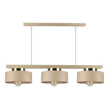 Viseči lestenec IGNIA s kablom 3xE27/60W/230V bež/zlata