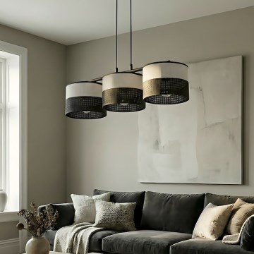 Viseči lestenec KARBON na kablu 3xE27/15W/230V, črna/siva