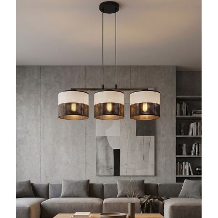 Viseči lestenec KARBON na kablu 3xE27/15W/230V, črna/siva