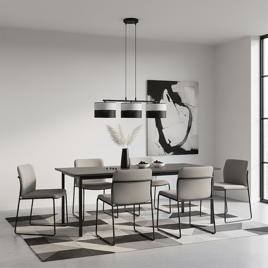 Viseči lestenec KARBON na kablu 3xE27/15W/230V, črna/siva