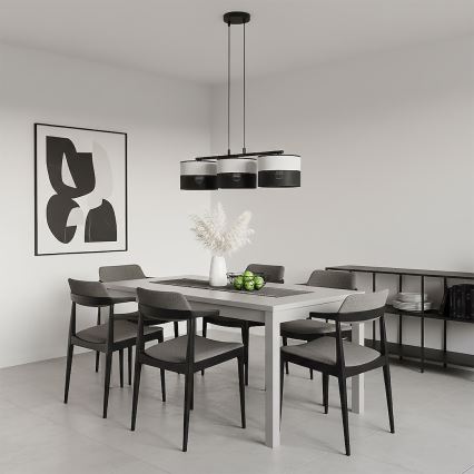 Viseči lestenec KARBON na kablu 3xE27/15W/230V, črna/siva