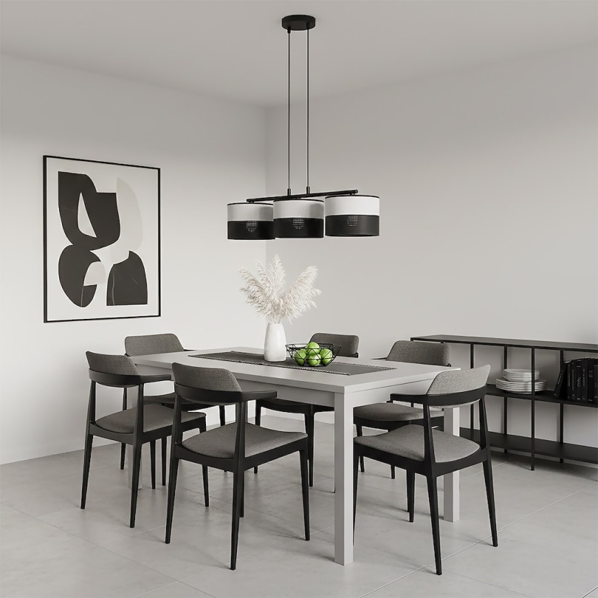 Viseči lestenec KARBON na kablu 3xE27/15W/230V, črna/siva