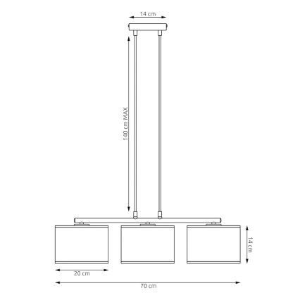Viseči lestenec KARBON na kablu 3xE27/15W/230V, črna/siva