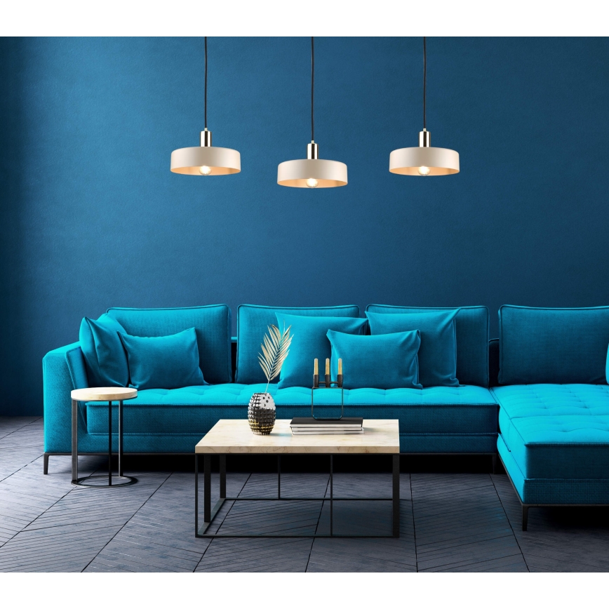 Viseči lestenec LATTE na žici 3xE27/60W/230V bež/črna/zlata