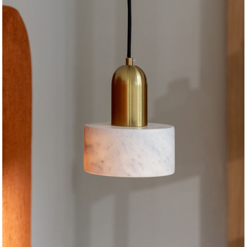 Viseči lestenec MARBLE 1xE27/60W/230V zlata/bela/marmorni dekor