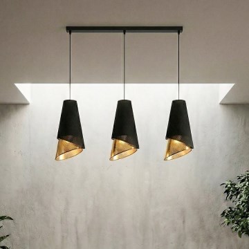 Viseči lestenec MODA 3xE27/15W/230V črna/zlata