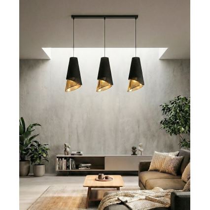 Viseči lestenec MODA 3xE27/15W/230V črna/zlata