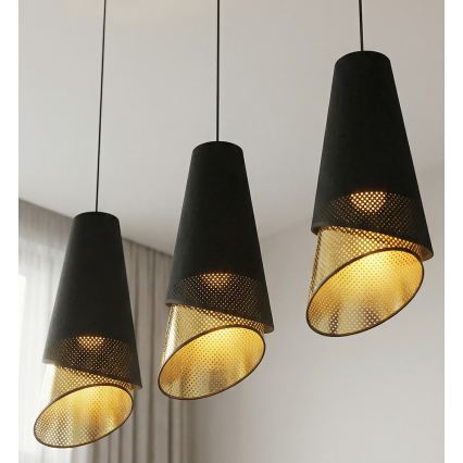 Viseči lestenec MODA 3xE27/15W/230V črna/zlata