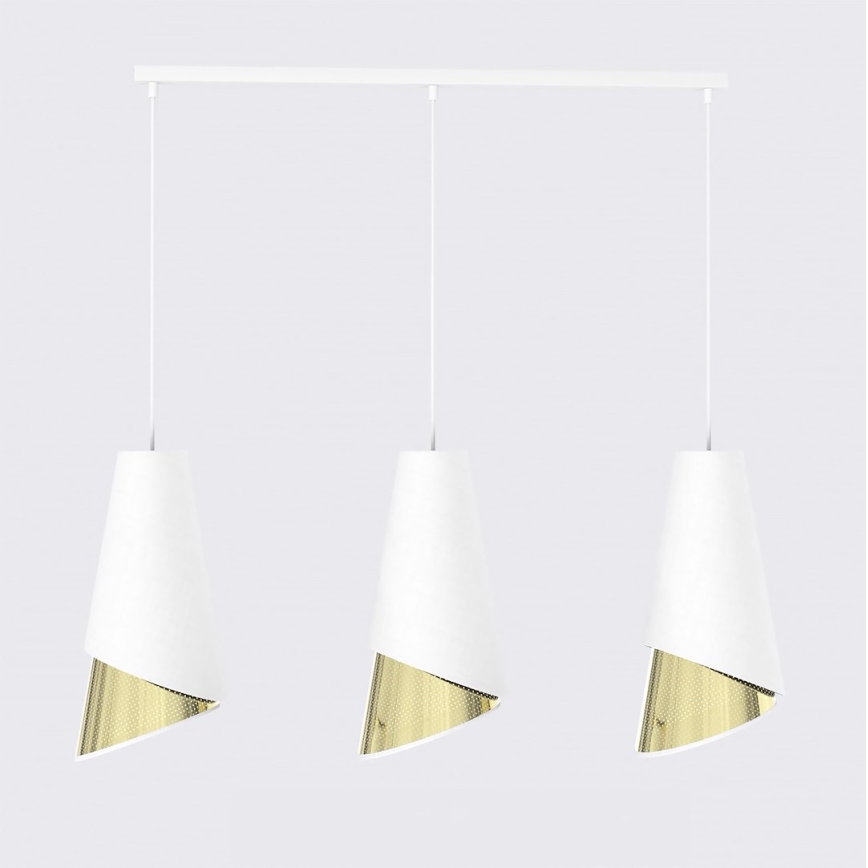 Viseči lestenec MODA na kablu 3xE27/15W/230V bela/zlata