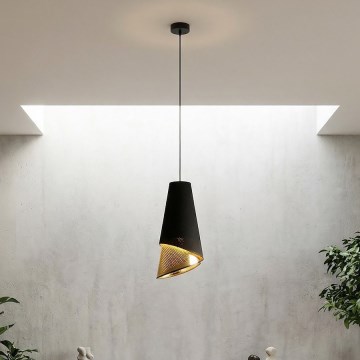 Viseči lestenec MODA s kablom 1xE27/15W/230V črna/zlata
