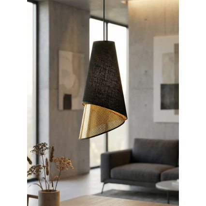 Viseči lestenec MODA s kablom 1xE27/15W/230V črna/zlata