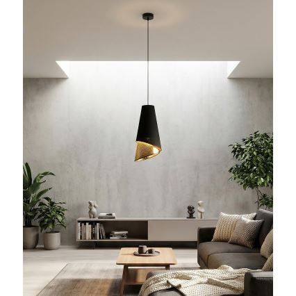 Viseči lestenec MODA s kablom 1xE27/15W/230V črna/zlata