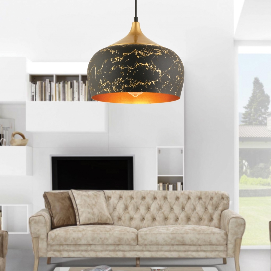 Viseči lestenec MONZA na kablu 1xE27/40W/230V Ø 30 cm črna/bronasta