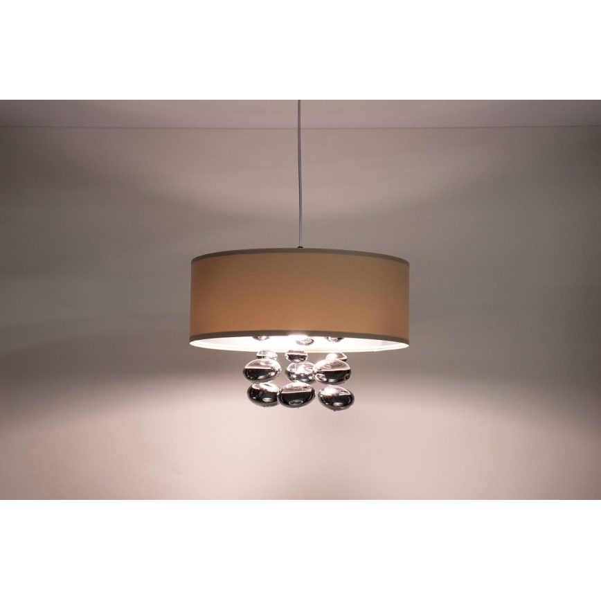 Viseči lestenec na kabelu BUBBLE 1xE27/60W/230V premer 50 cm bež