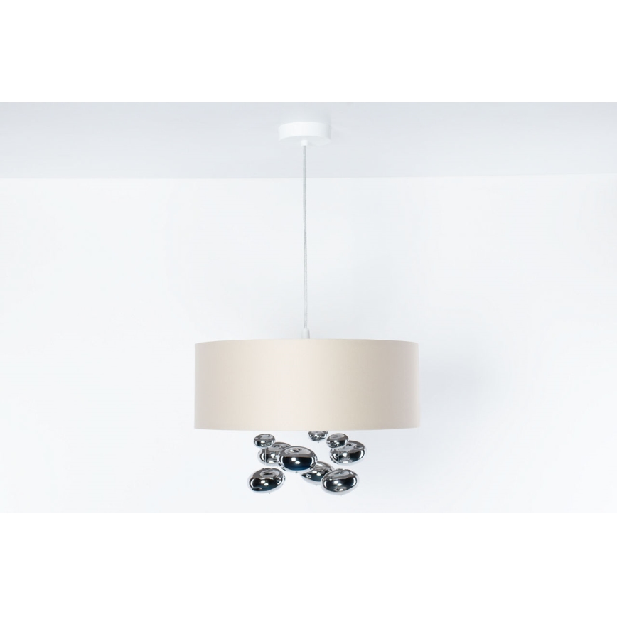Viseči lestenec na kabelu BUBBLE 1xE27/60W/230V premer 50 cm bež