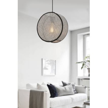 Viseči lestenec na kablu BIG DRUM 1xE27/60W/230V siva/črna
