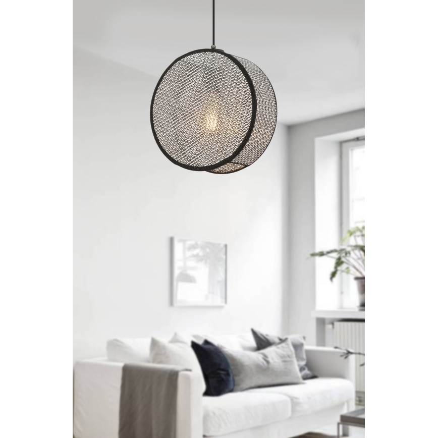 Viseči lestenec na kablu BIG DRUM 1xE27/60W/230V siva/črna