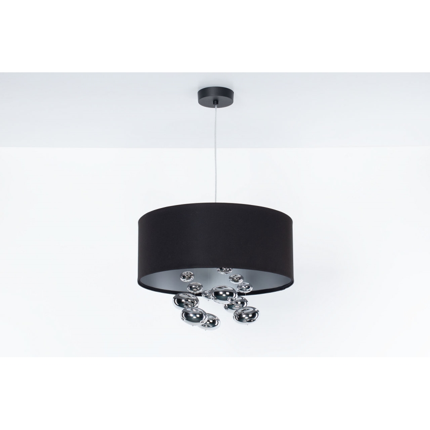 Viseči lestenec na kablu BUBBLE 1xE27/60W/230V Ø 50 cm črna