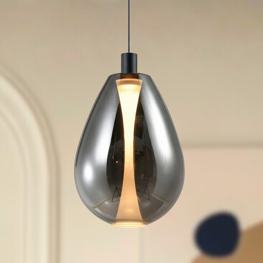 Viseči lestenec na kablu DENSO 1xGU10/10W/230V, premer 30 cm, črni krom