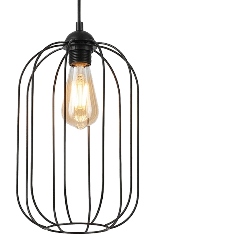 Viseči lestenec na kablu DESTELLO 1xE27/15W/230V, premer 21 cm, črn