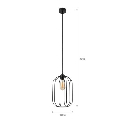 Viseči lestenec na kablu DESTELLO 1xE27/15W/230V, premer 21 cm, črn
