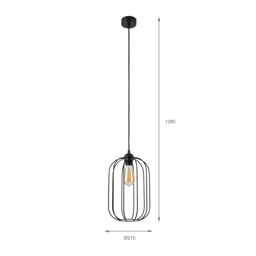 Viseči lestenec na kablu DESTELLO 1xE27/15W/230V, premer 21 cm, črn