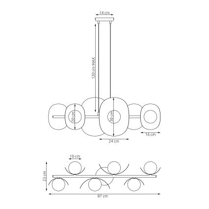 Viseči lestenec na kablu ELEMENTI 6xG9/8W/230V siv
