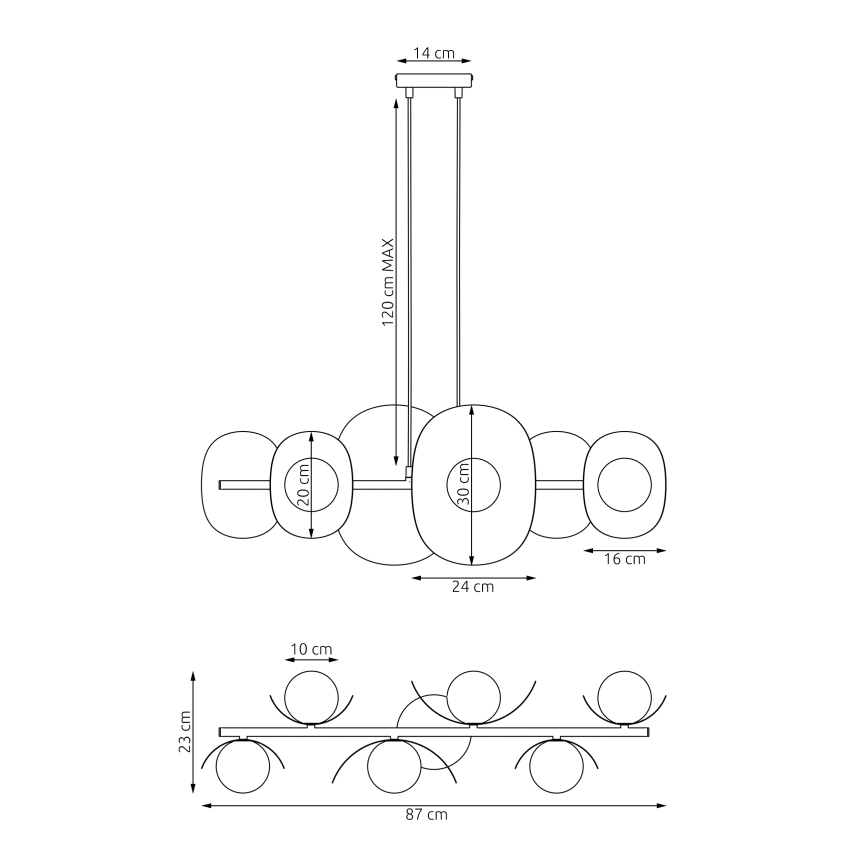 Viseči lestenec na kablu ELEMENTI 6xG9/8W/230V siv