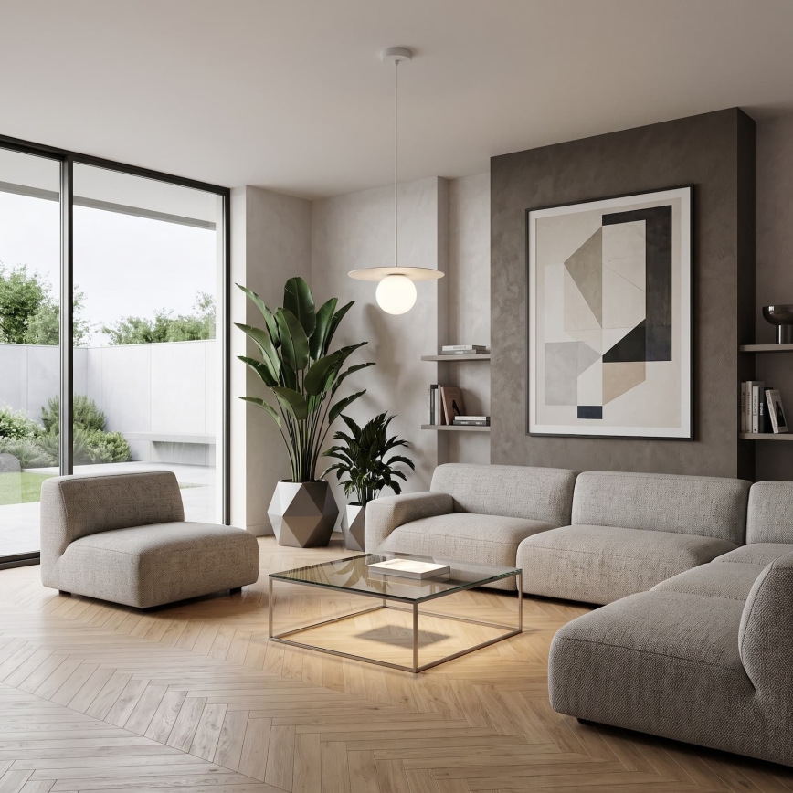 Viseči lestenec na kablu FLAT 1xE27/15W/230V bela