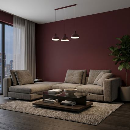Viseči lestenec na kablu HANDA 3xE27/15W/230V bordo