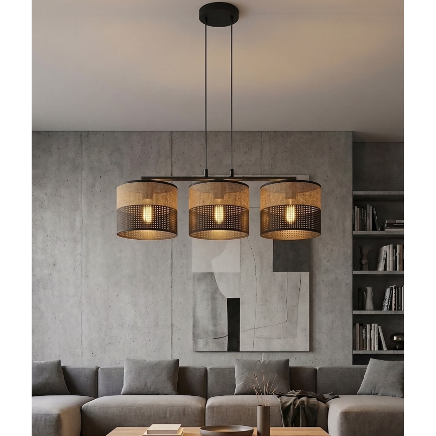 Viseči lestenec na kablu KARBON 3xE27/15W/230V črna/rjava
