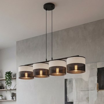 Viseči lestenec na kablu KARBON 4xE27/15W/230V črna/siva