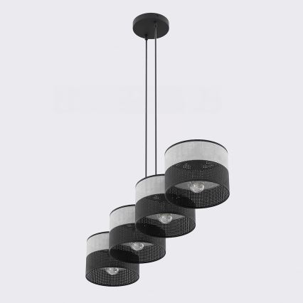 Viseči lestenec na kablu KARBON 4xE27/15W/230V črna/siva