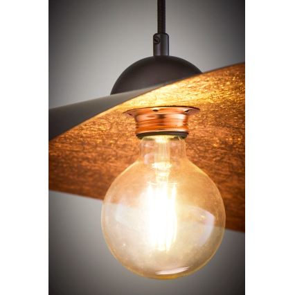 Viseči lestenec na kablu LEAF 1xE27/15W/230V črna/medena