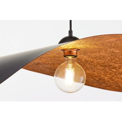 Viseči lestenec na kablu LEAF 1xE27/15W/230V črna/medena