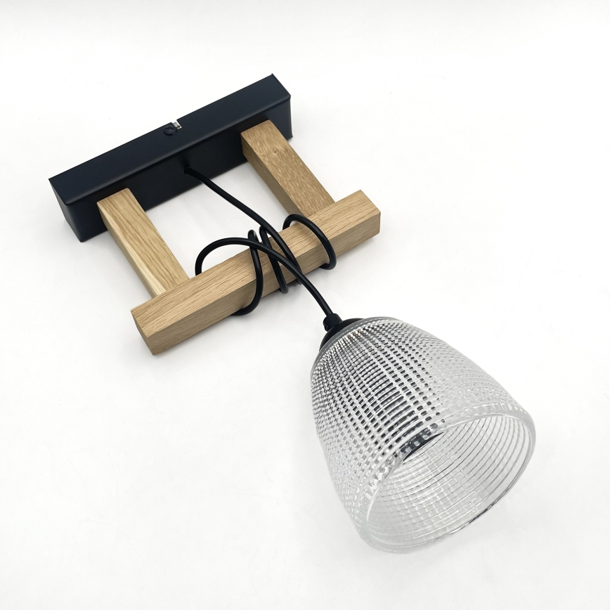 Viseči lestenec na kablu LEANDRA 1xE27/15W/230V hrast/črna