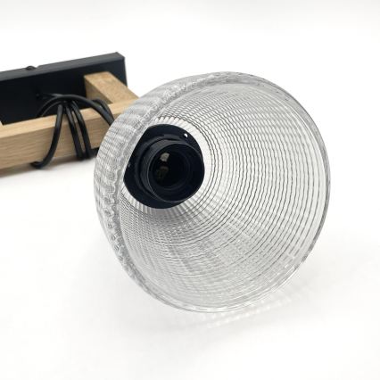 Viseči lestenec na kablu LEANDRA 1xE27/15W/230V hrast/črna