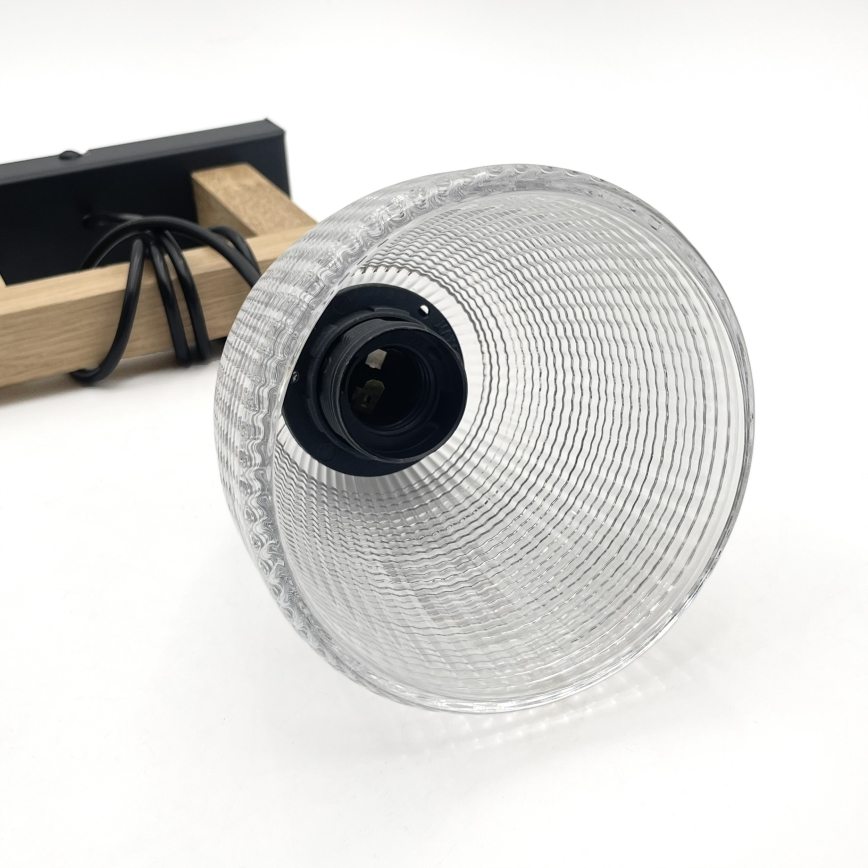 Viseči lestenec na kablu LEANDRA 1xE27/15W/230V hrast/črna