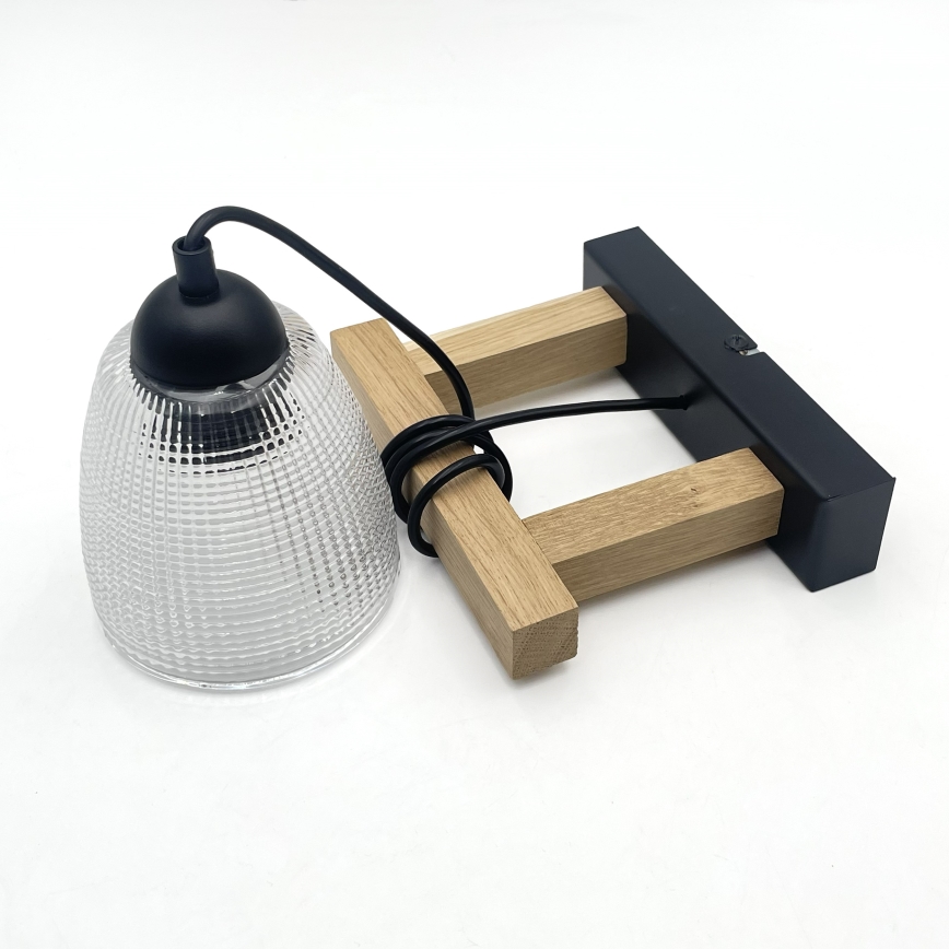 Viseči lestenec na kablu LEANDRA 1xE27/15W/230V hrast/črna