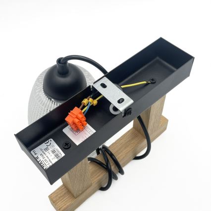 Viseči lestenec na kablu LEANDRA 1xE27/15W/230V hrast/črna