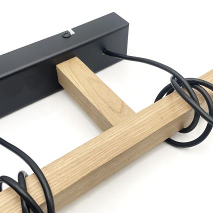 Viseči lestenec na kablu LEANDRA 3xE27/15W/230V hrast/črna