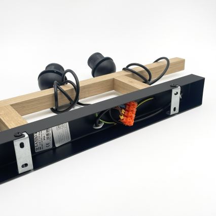 Viseči lestenec na kablu LEANDRA 3xE27/15W/230V hrast/črna