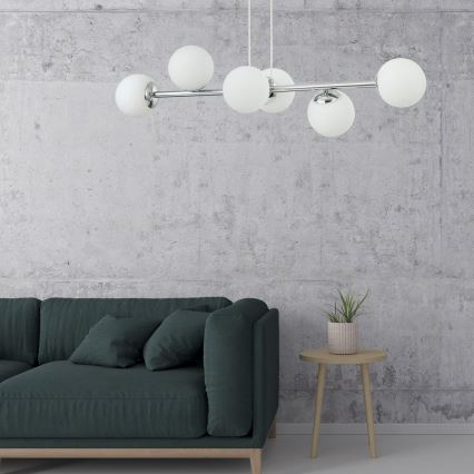 Viseči lestenec na kablu MADDIE 6xE14/5W/230V sijajni krom