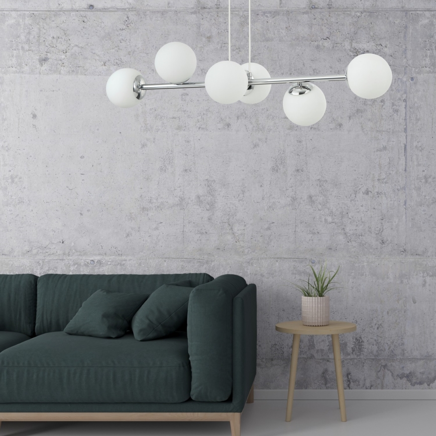 Viseči lestenec na kablu MADDIE 6xE14/5W/230V sijajni krom