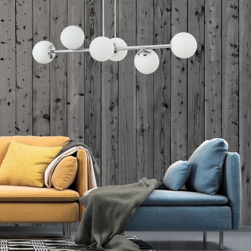 Viseči lestenec na kablu MADDIE 6xE14/5W/230V sijajni krom