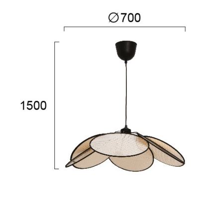 Viseči lestenec na kablu MARGARET 1xE27/40W/230V črna/bež