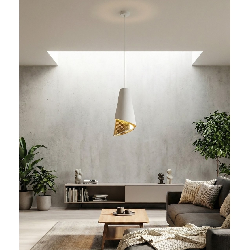 Viseči lestenec na kablu MODA 1xE27/15W/230V bela/zlata