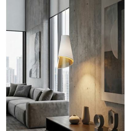 Viseči lestenec na kablu MODA 1xE27/15W/230V bela/zlata