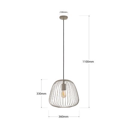 Viseči lestenec na kablu OVELLA 1xE27/15W/230V, premer 36 cm, bež
